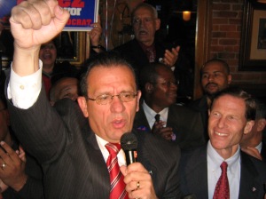 Perez on election night in 2007 (WNPR File Photo)